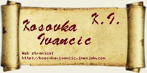 Kosovka Ivančić vizit kartica